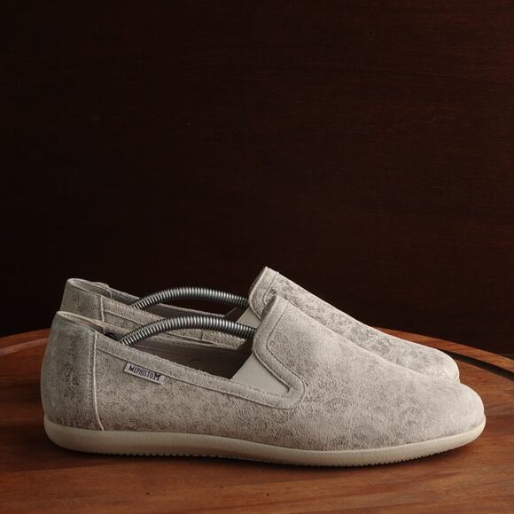 Mephisto Loafers Womens Size 9.5 Gray Leopard Print Slip On Flat Comfort Shoes - Picture 1 of 14